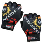 دستکش دوچرخه سواری نیمه انگشتی مدل اسکلتی کد 1662 سایز L