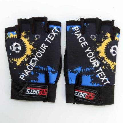 دستکش دوچرخه سواری نیمه انگشتی مدل اسکلتی کد 1662 سایز L